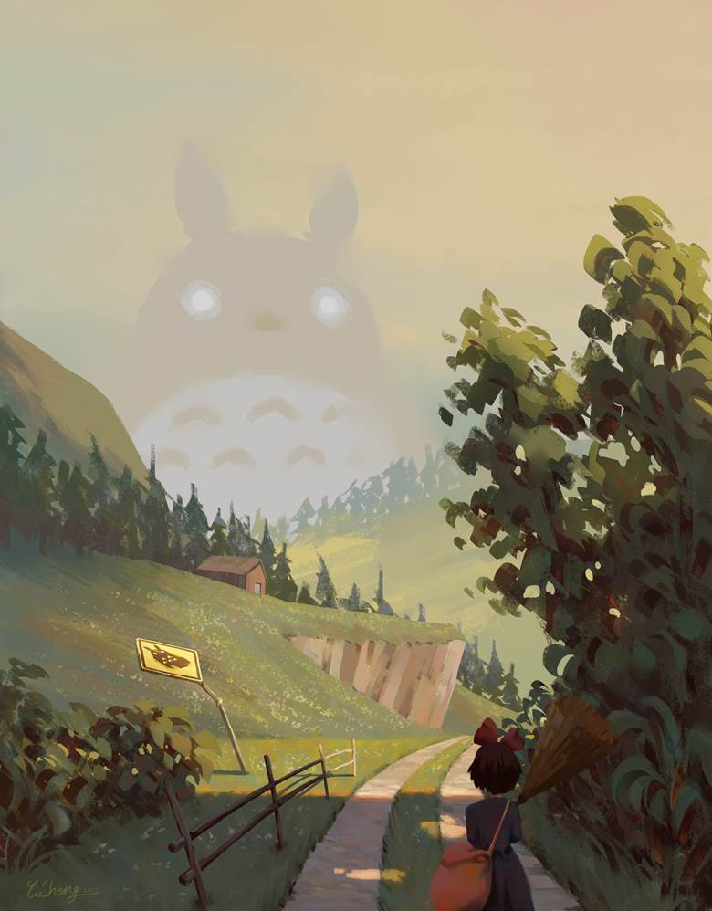Kiki&Totoro|YuSheng的Pixiv风景壁纸插画图片