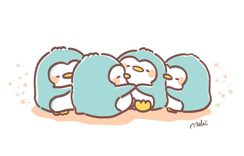 ハグの日|きゃらきゃらマキアート的企鹅插画图片