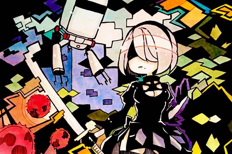 copic马克笔, stained glass, 手绘, 尼尔:自动人形