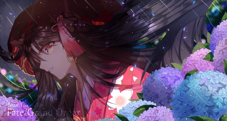 雨|Izka的紫阳花插画图片