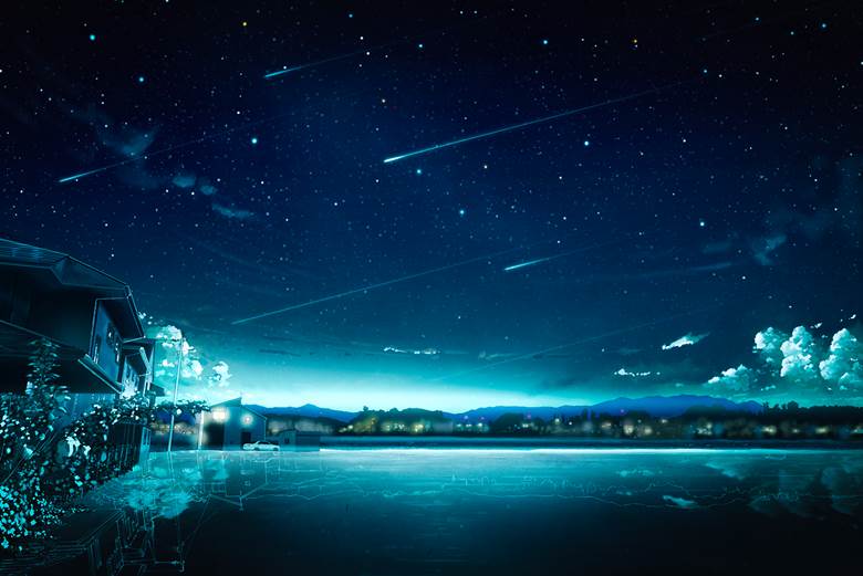 风景, 原创, background, starry sky, sky, star, 原创, 云, meteor shower, night view