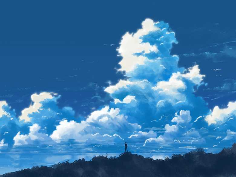 原创, 风景, landscape painting, 夏天, 积雨云, background, 夏日天空, 原创1000users加入书籤, 风景1000收藏