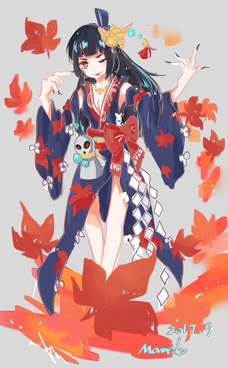 阴阳师, Onmyoji, 鬼女红叶, autumn leaves, 枫