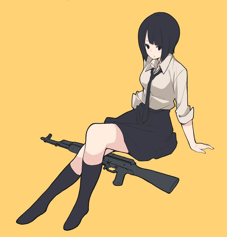 战斗风插画师杉崎的武装JK少女插画图片