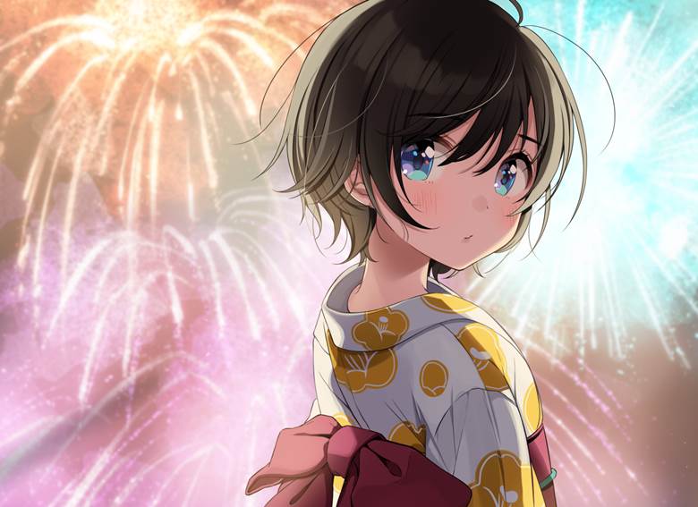 原创, 焰火, yukata, short bob, 短发, 回眸, 原创10000users加入书籤, 女孩子, very short haircut