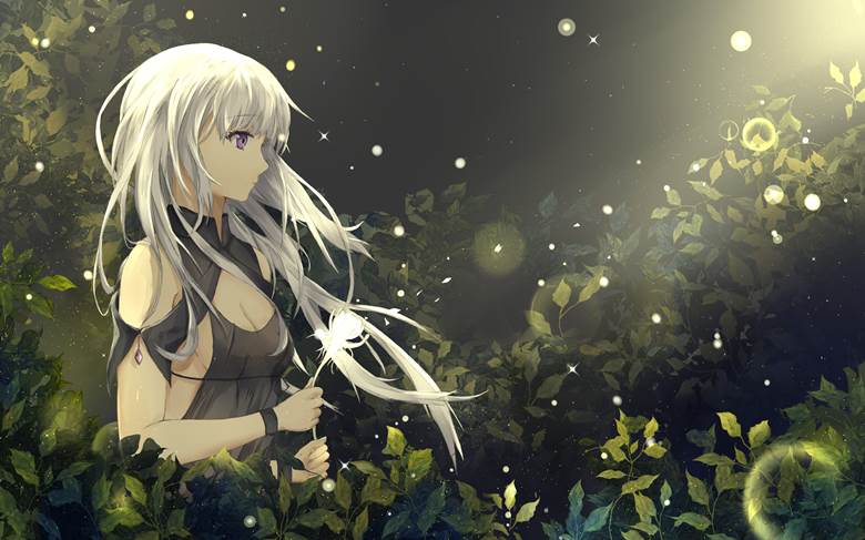 原创, 女孩子, young girl, 白发, 侧乳, firefly, dressed up, 侧脸, Original 250+ bookmarks