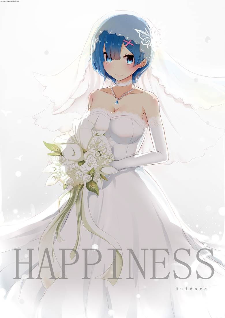 花嫁雷姆|Huidare的穿婚纱的新娘插画图片
