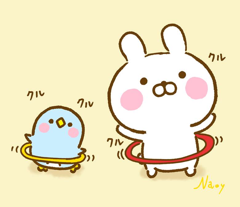 フラフープ记念日|Naoy的小兔子动物插画图片