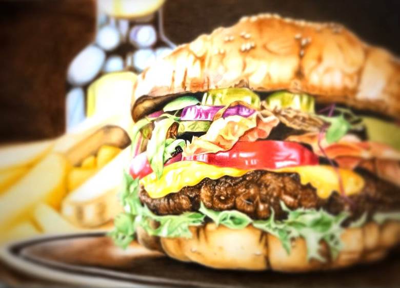 ハンバーガー|ぼんぼん的Pixiv美食插画图片