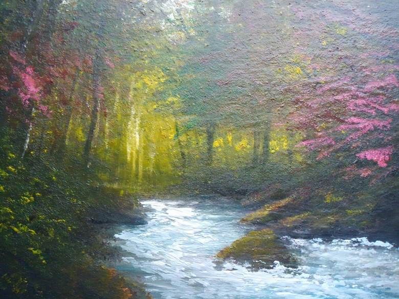 秋の渓流|紫李鸟的Pixiv风景壁纸插画图片