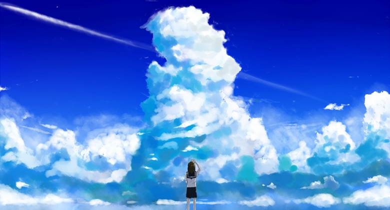 原创, 女孩子, 风景, background, 积雨云, 夏天, 积雨云, nostalgic, contrail