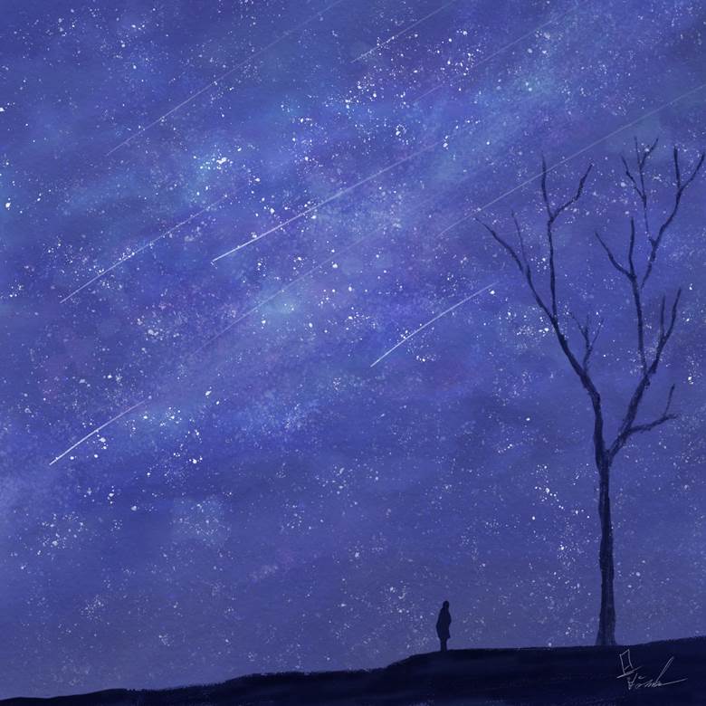 ナガレボシ|とさかのセキ的流星风景插画图片