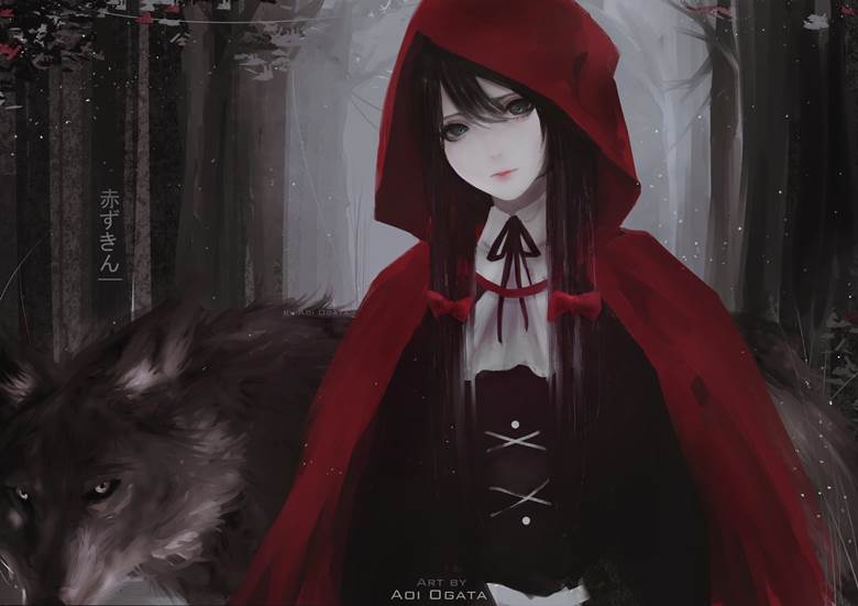 小红帽, Little Red Riding Hood, 女孩子, 原创, 原创5000users加入书籤, red and black