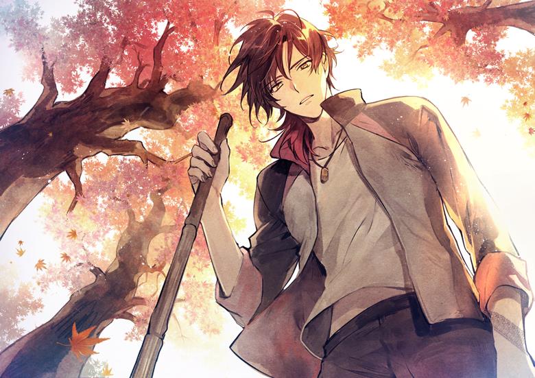 刀剑乱舞, 大俱利伽罗, autumn leaves, 刀剑乱舞收藏次数10000