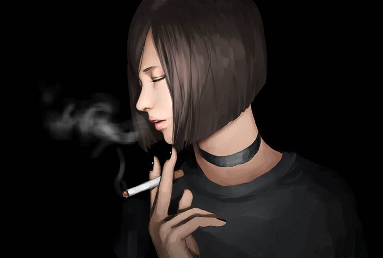 原创, 女孩子, tobacco smoke, 香烟, closed eyes