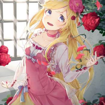 いばら姫|ほしのるるお的玫瑰花与少女插画图片