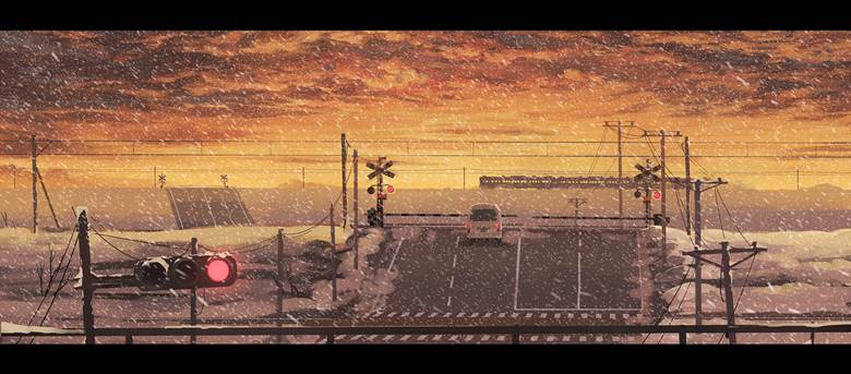 ２０１７最后の夕烧け|幻想绘风的pixiv风景壁纸插画图片