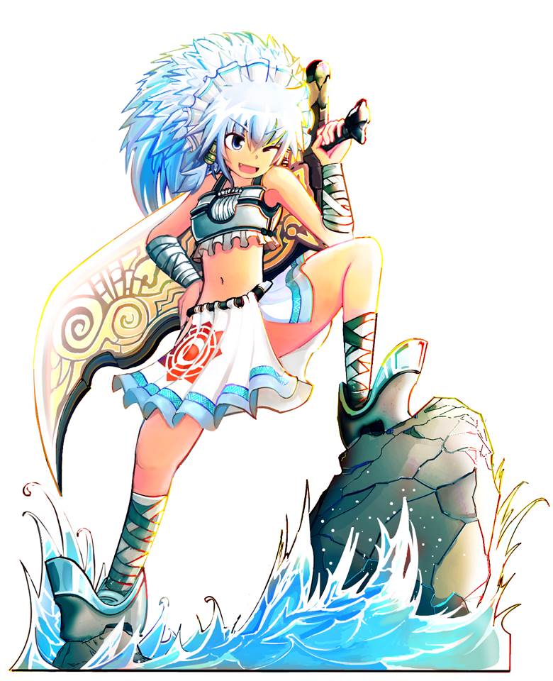 女战士A|カタバミ太郎的手持巨剑的人物插画图片