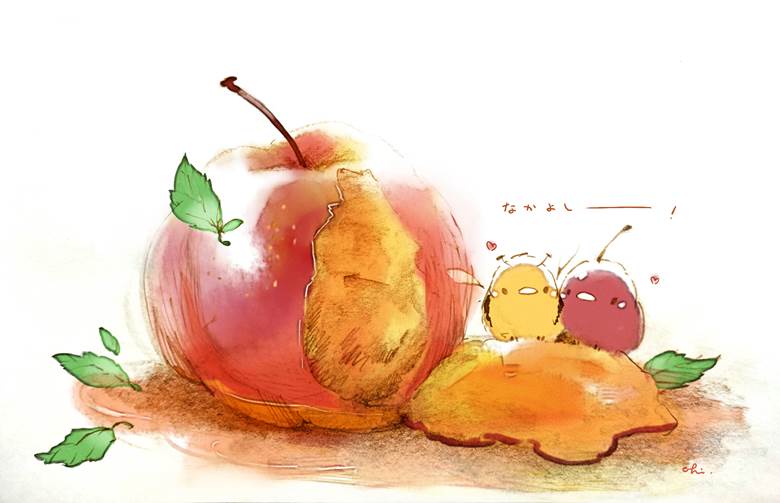 りんごのはちみつ煮|チャイ的Pixiv甜点小鸡插画图片