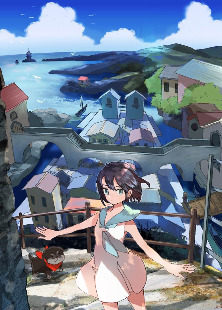 原创, 女孩子, 风景, sea, town, 狗