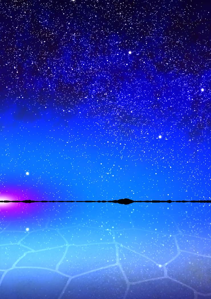 乌尤尼的夜空|插画师At.i.P.的乌尤尼盐沼风景插画图片