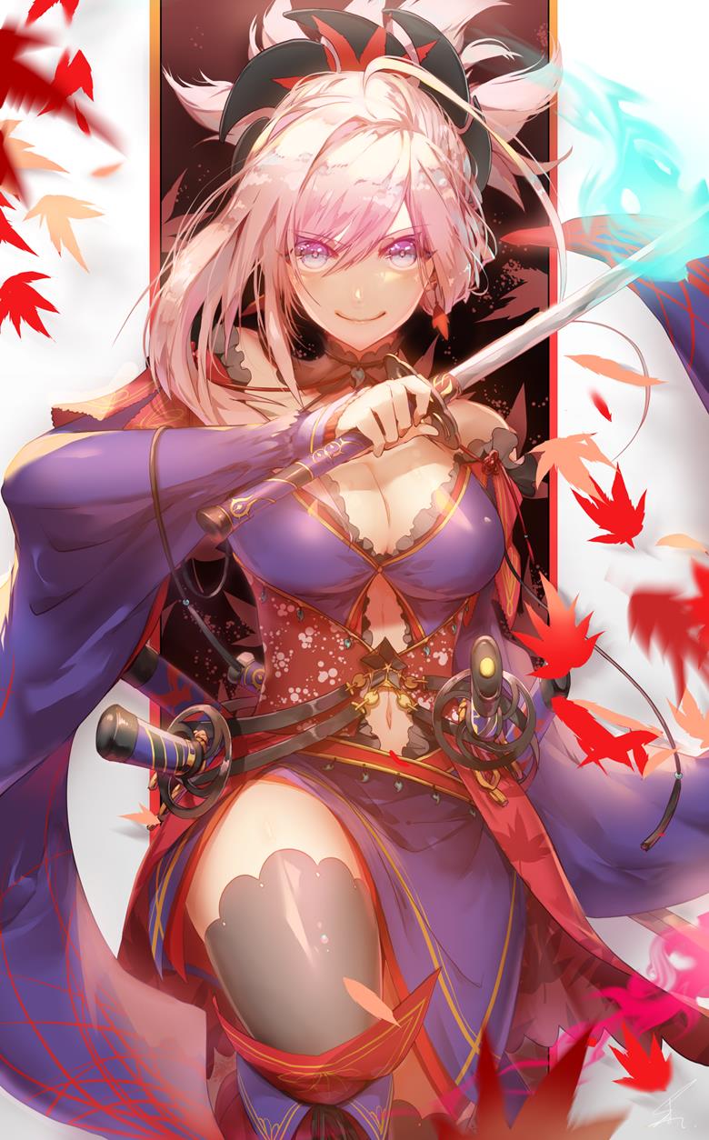 宫本武藏, 宫本武藏 (Fate), handsome girl, autumn leaves, 建议点击, Fate/Grand Order 20000+ bookmarks, Ayane Sakura