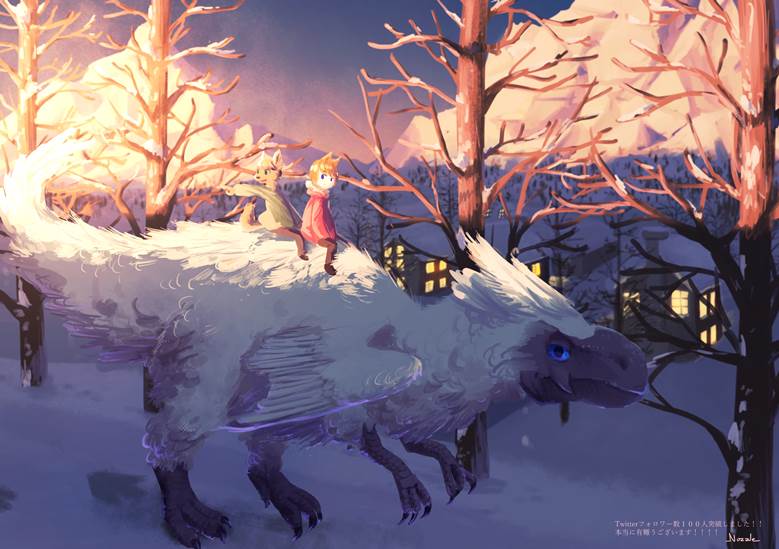 夜明け|无机质昼寝的冬天下雪插画图片