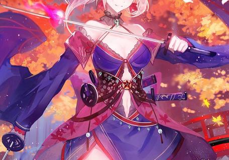 宫本武藏, 宫本武藏 (Fate), 太美了, autumn leaves, Fate/Grand Order 20000+ bookmarks, Saber (Fate)