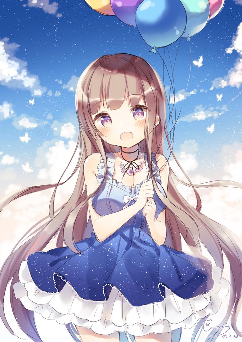 原创, 女孩子, 气球, long brown hair, 蓝天, 原创7500收藏