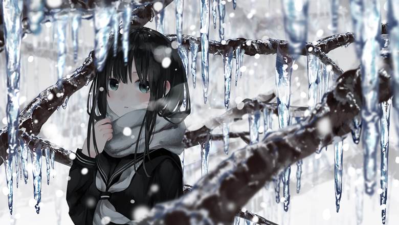 女孩子, 原创, 水手服, 围巾, 黑发, 乌贼鳍, snow, tsurara, 原创10000users加入书籤