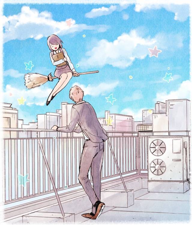 一张魔女先辈日报,飞行绘画图片