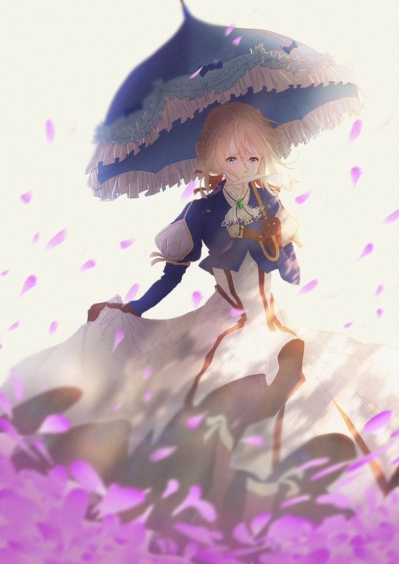 紫罗兰永恒花园, young girl, doujin, 薇尔莉特·伊芙加登, parasol, 紫罗兰永恒花园 100收藏