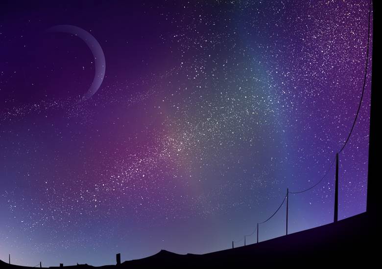 虹色の星空|白羽しろは的夜景星空插画图片