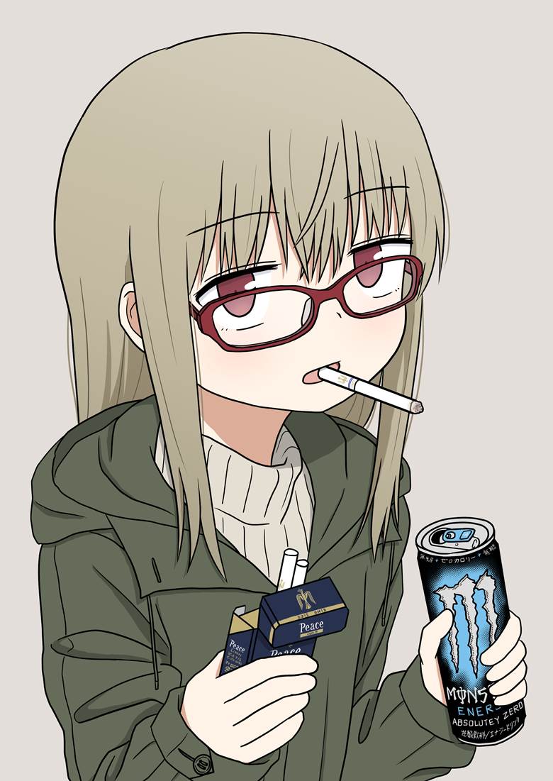 原创, 女孩子, 眼镜, 香烟, tobacco, 眼镜, 眼镜娘, 叼着烟