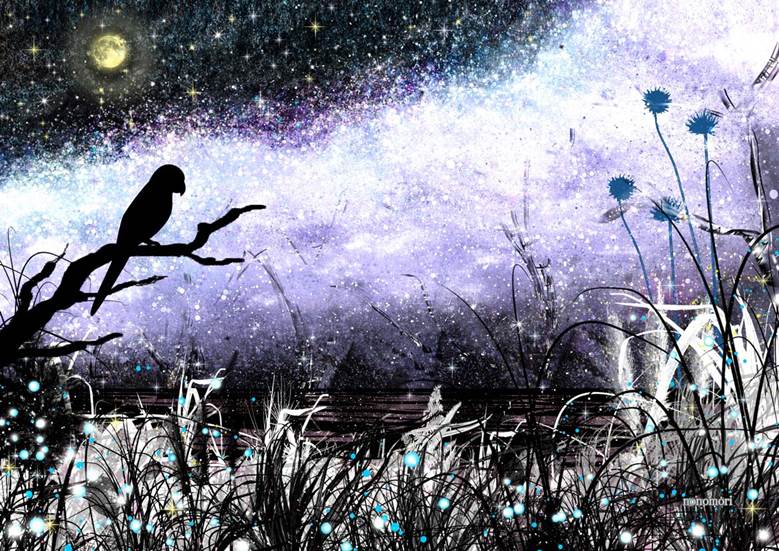 青い樱|ノノモリ的Pixiv风景壁纸插画图片