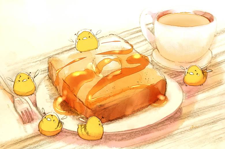 吸茶店の日|チャイ的吐司面包插画图片