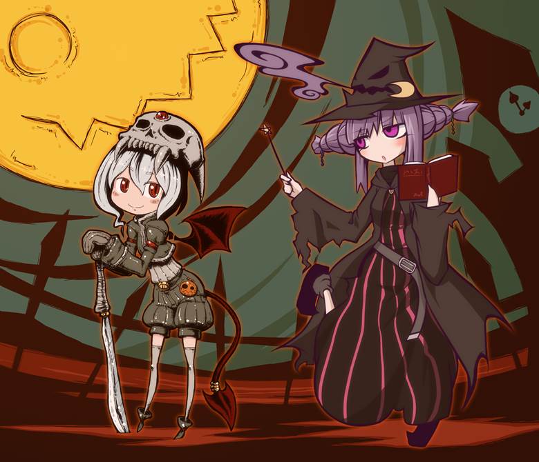 halloween, patchouli, remilia, Touhou, Remilia/Patchouli