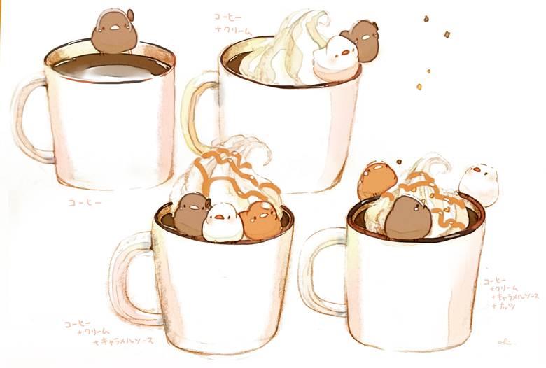 コーヒートッピング|チャイ的Pixiv甜点小鸡插画图片