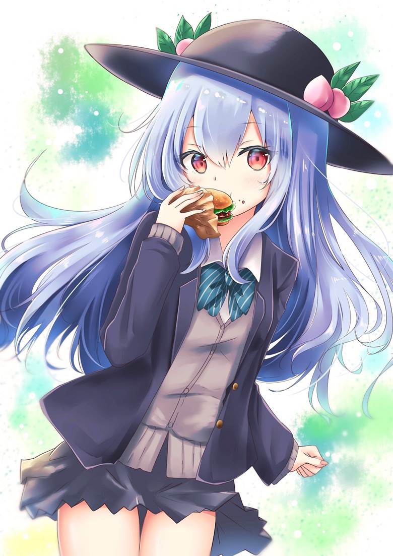 东方, 东方Project, tenshi, tenshi hinanawi, 少女吃饭中, 东方project1000收藏, touhou_eat
