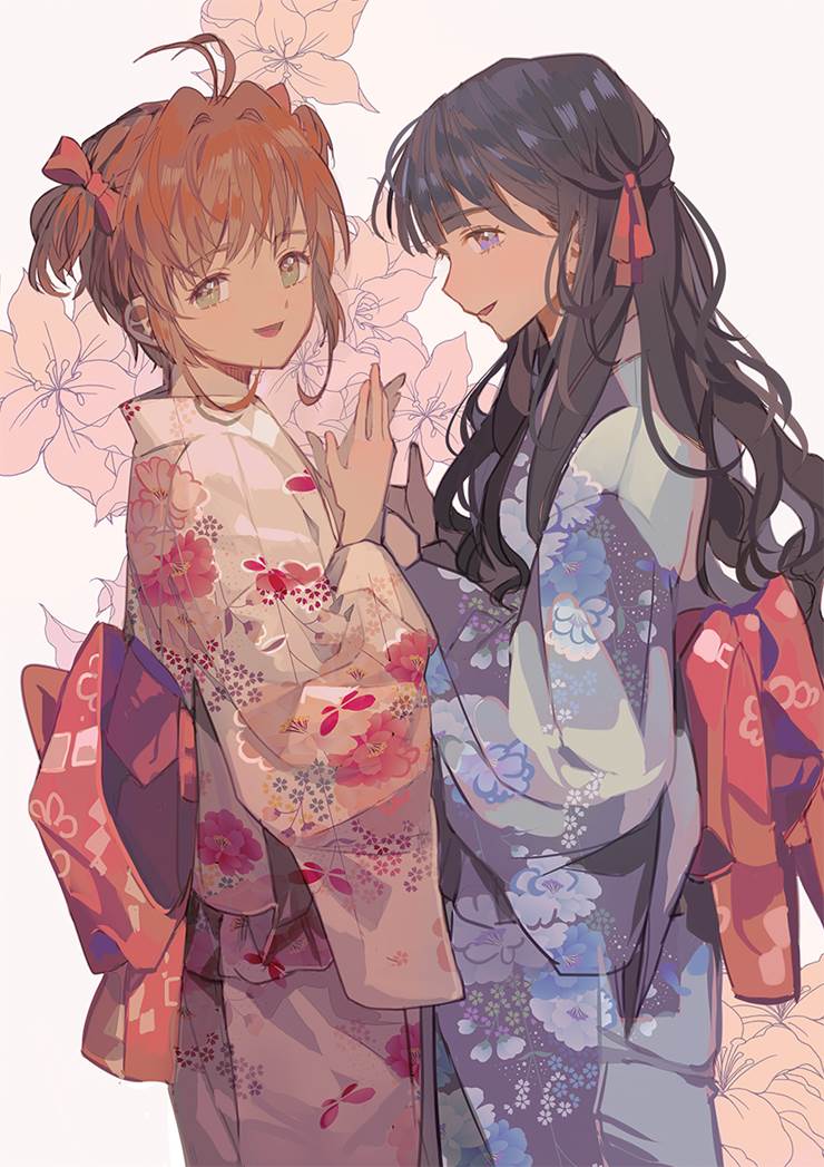 魔卡少女樱, sakura, young girl, Tomoyo, 木之本樱, Tomoyo Daidoji, 和服, CLAMP 10000+ bookmarks, 女孩子