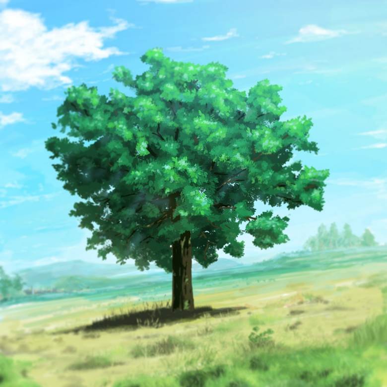 青空と木|だいこく的树木植物插画图片