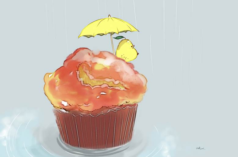 レモンカップケーキ|チャイ的Pixiv甜点小鸡插画图片