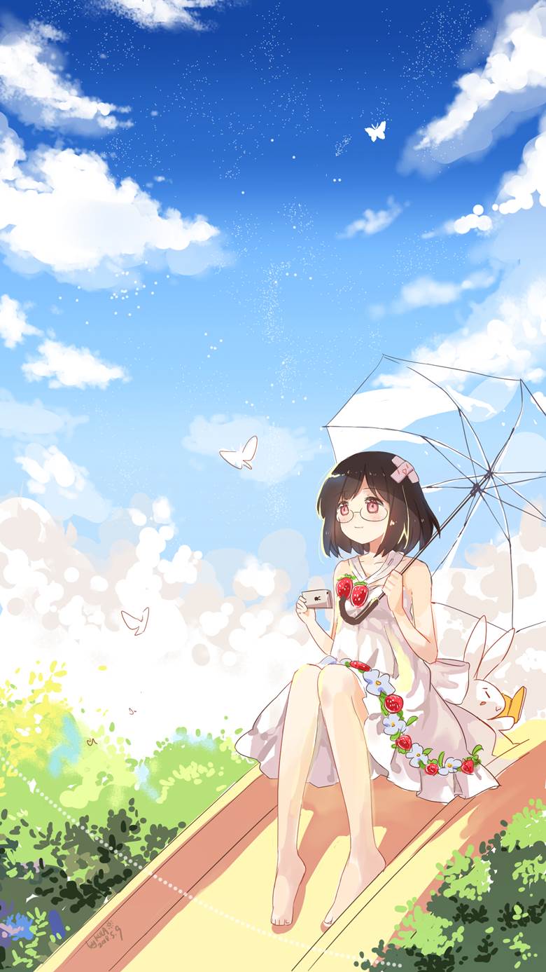 空 雨|KULA★哭啦的打伞的人物插画图片