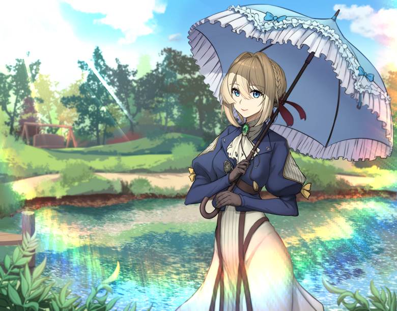 紫罗兰永恒花园, young girl, 薇尔莉特·伊芙加登, 女孩子, 伞, 紫罗兰永恒花园 100收藏