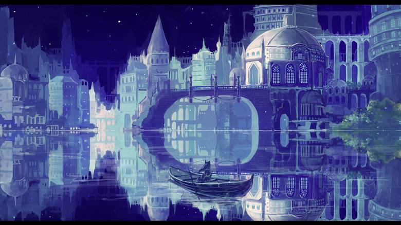 scenery, original, background, blue, dream, city, Original 500+ bookmarks, original character