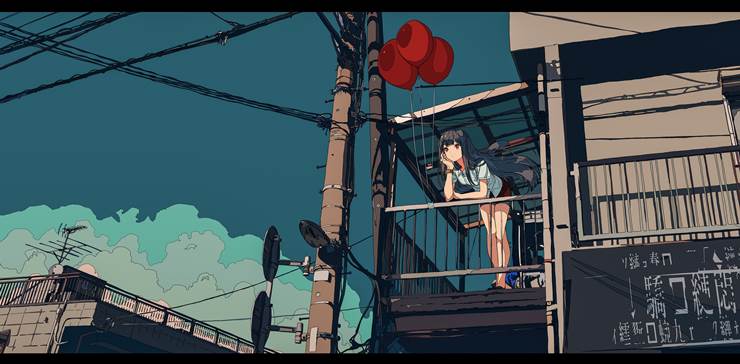 原创, 阳台, 气球, utility poles, 原创10000users加入书籤