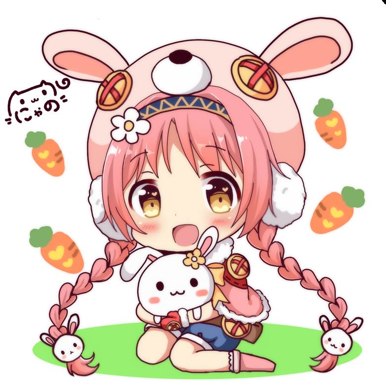 Princess Connect! Re:Dive, Princess Connect!, Princess Connect, ears, braid, rabbit, flower, plushie, chibi