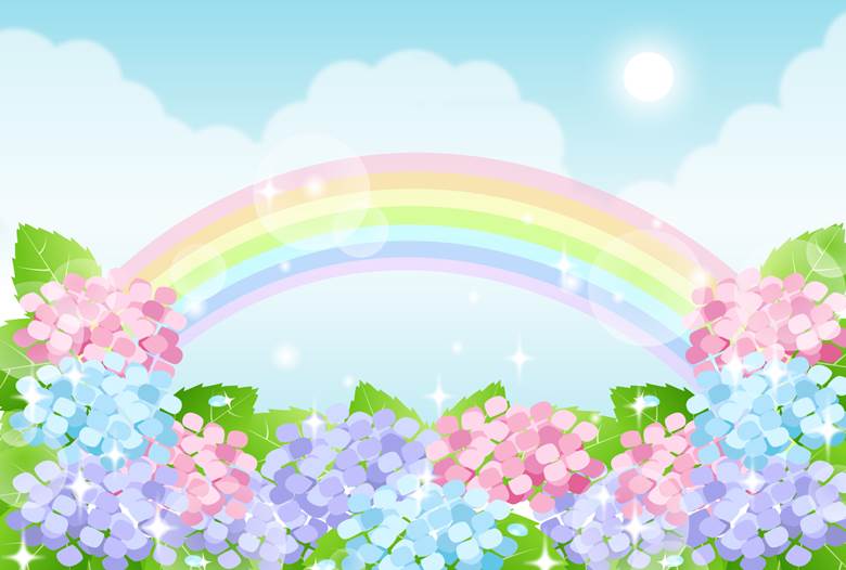 朝顔と虹|冷やっこ的紫阳花插画图片