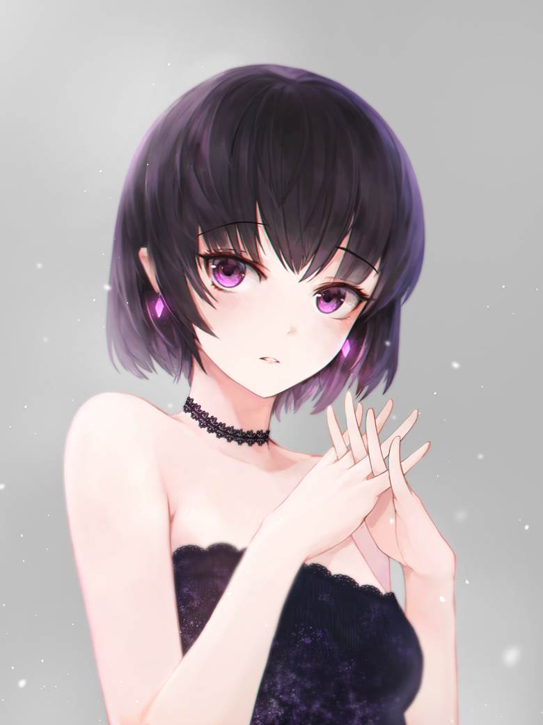 girl, original, creation, boy-cut, choker, beautiful girl, black hair, short black hair, original 1000+ bookmarks, piercing