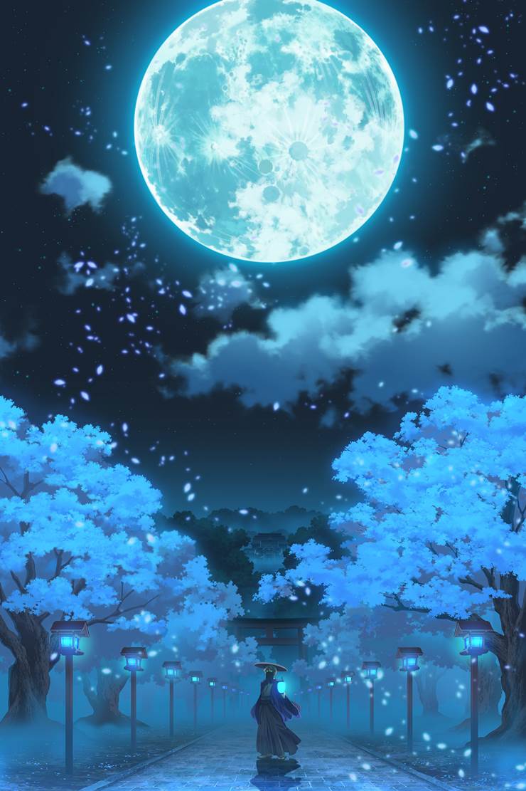 夜夜中の案内人|Chigu的风景壁纸插画图片